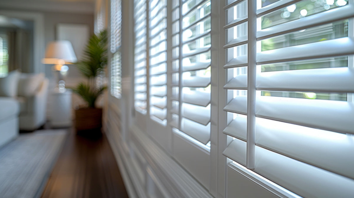 Crisp white louvred shutter panels
